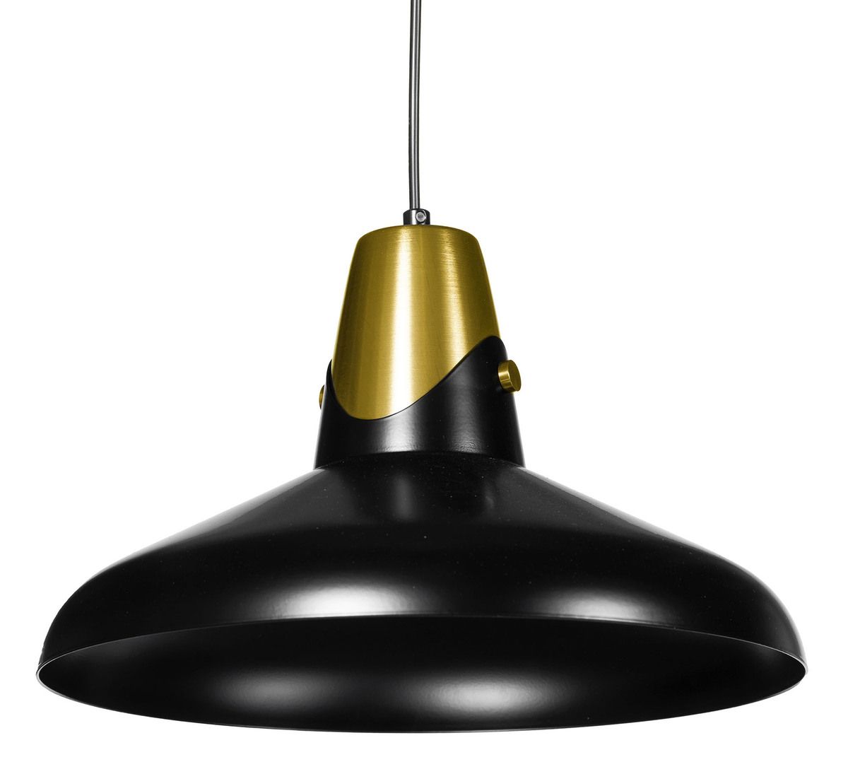 Valder valaisimessa on tyylikäs musta varjostin, jota täydentää elegantti kullan sävyinen yläosa. Valaisin on varustettu kattopistokkeella ja ripustuslenkillä, mikä mahdollistaa nopean ja vaivattoman asennuksen koukkukiinnityksellä. Kattokuppi on suunnite