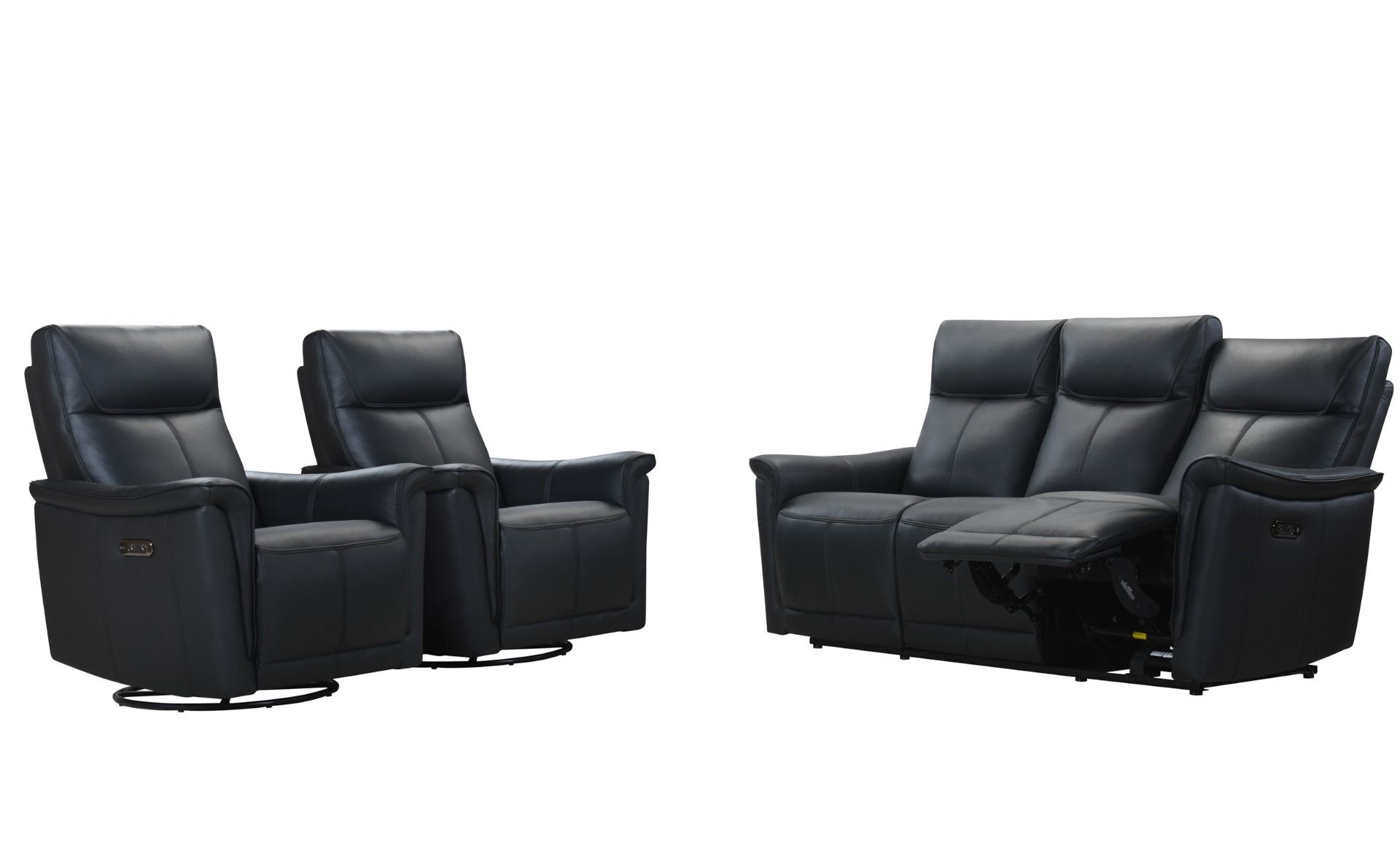 Valencia 3+1+1 sohvakalusto sähkömekanismeilla, musta nahka