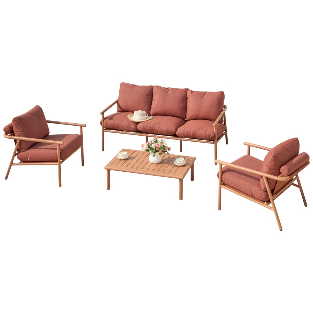 Vanamo terassin sohvasetti 3+1+1 terra