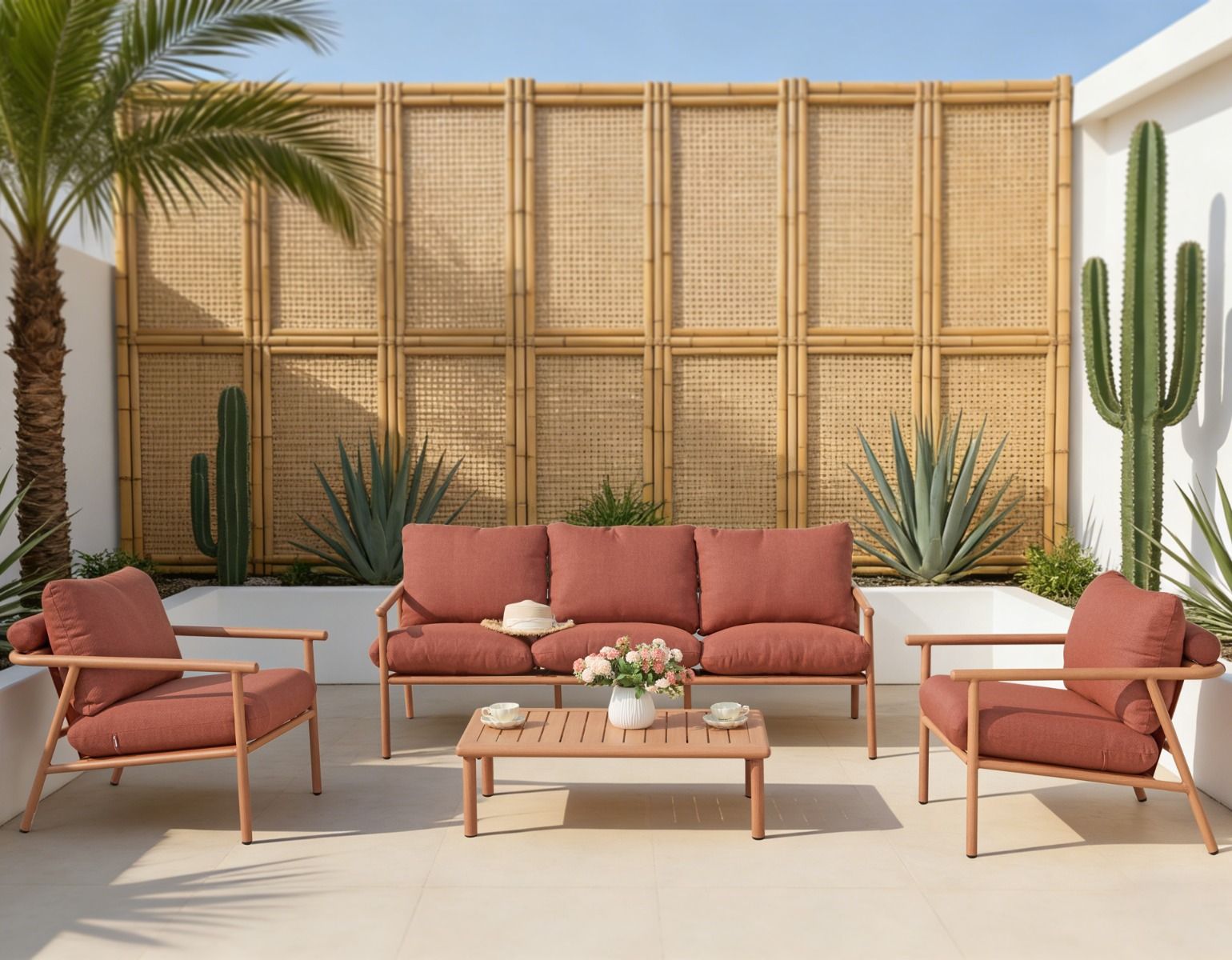 Vanamo terassin sohvasetti 3+1+1 terra