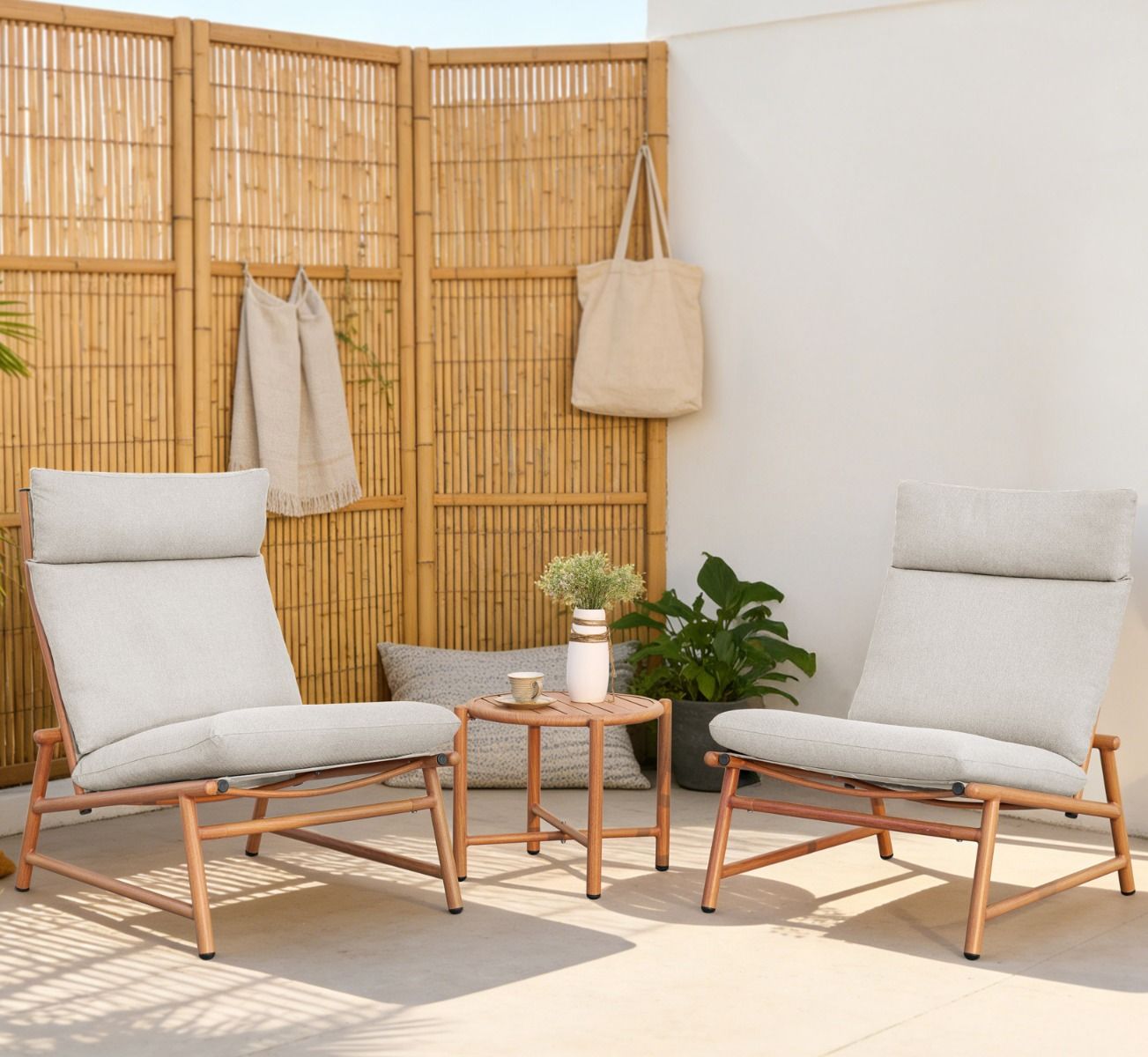 Vanamo nojatuolisetti kahdelle ulkokäyttöön beige