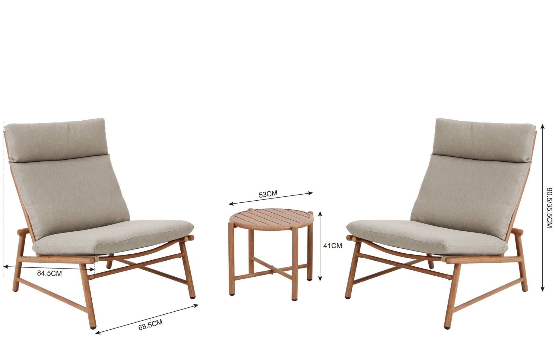 Vanamo nojatuolisetti kahdelle ulkokäyttöön beige