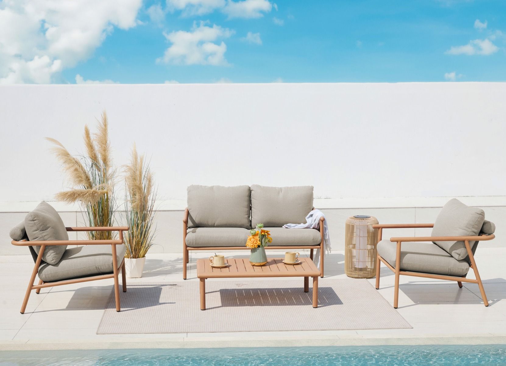 Vanamo terassin sohvasetti 2+1+1 beige