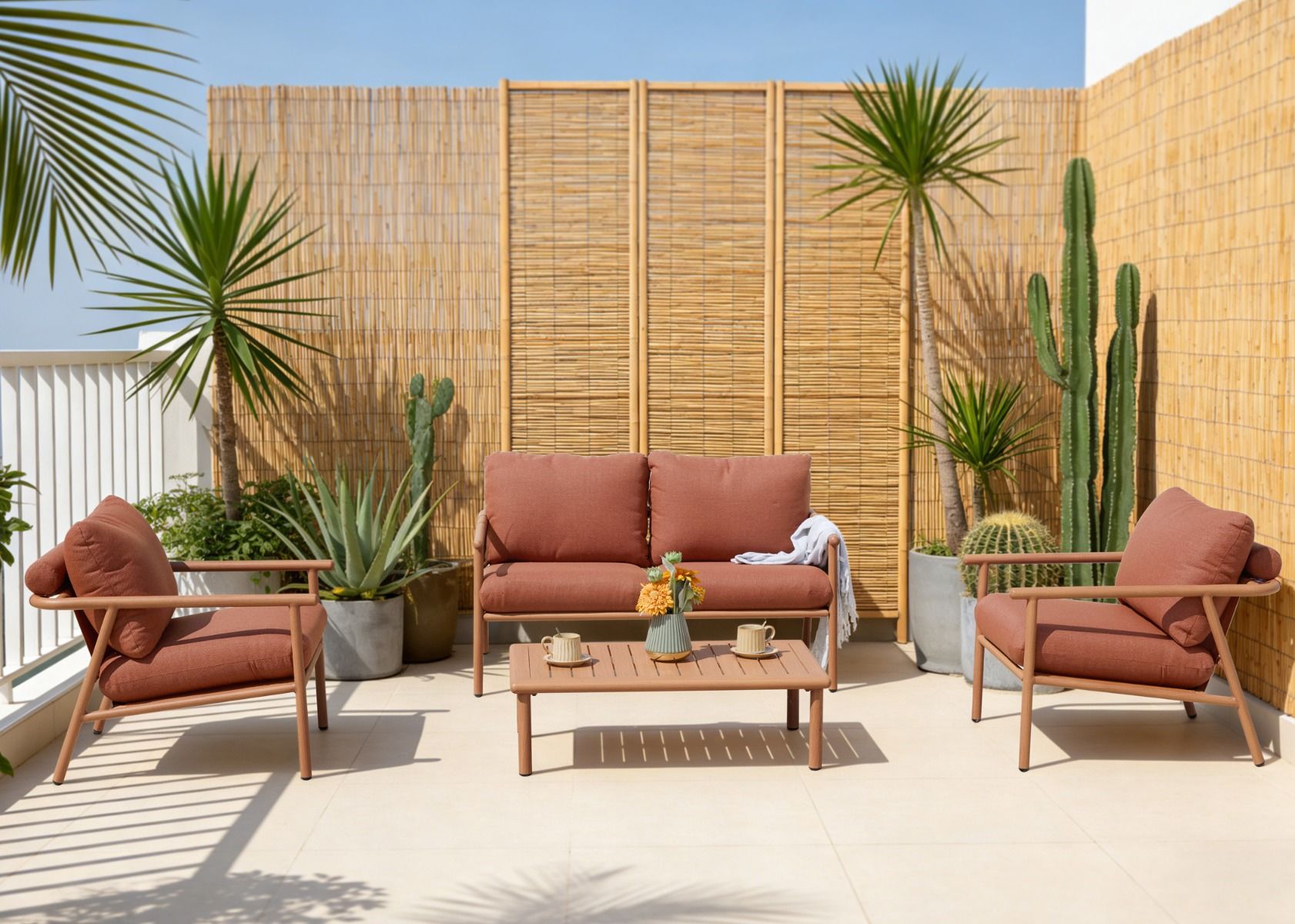 Vanamo terassin sohvasetti 2+1+1 terra