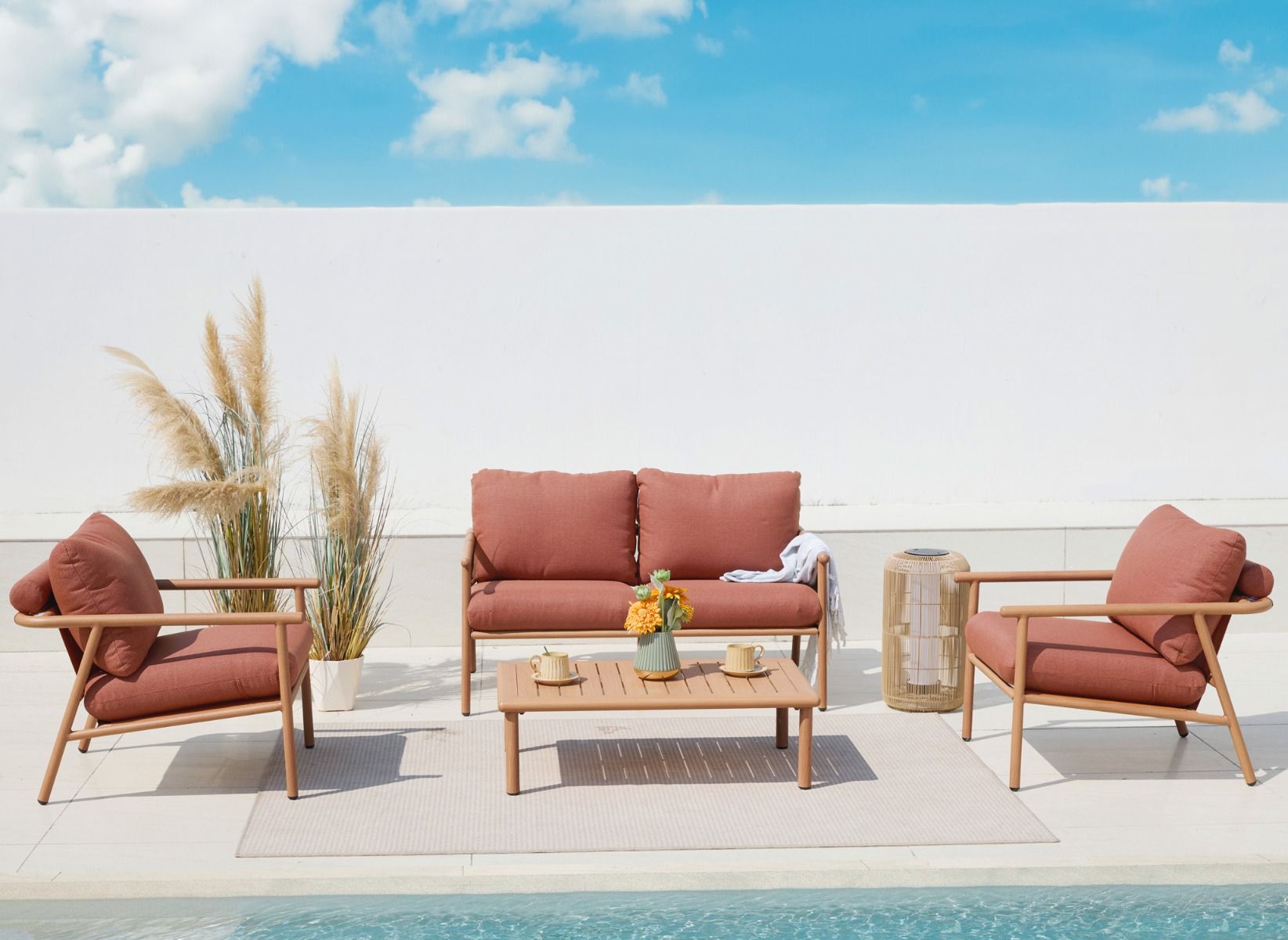 Vanamo terassin sohvasetti 2+1+1 terra