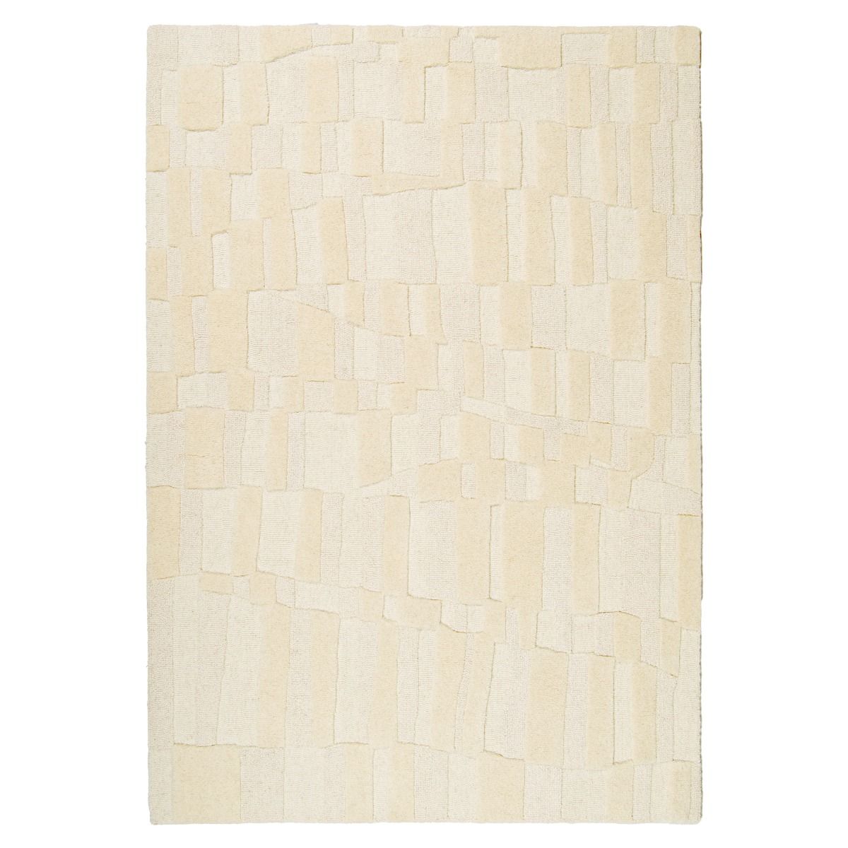 Vellamo luonnonvalkoinen villamatto. ruutukohokuvio.