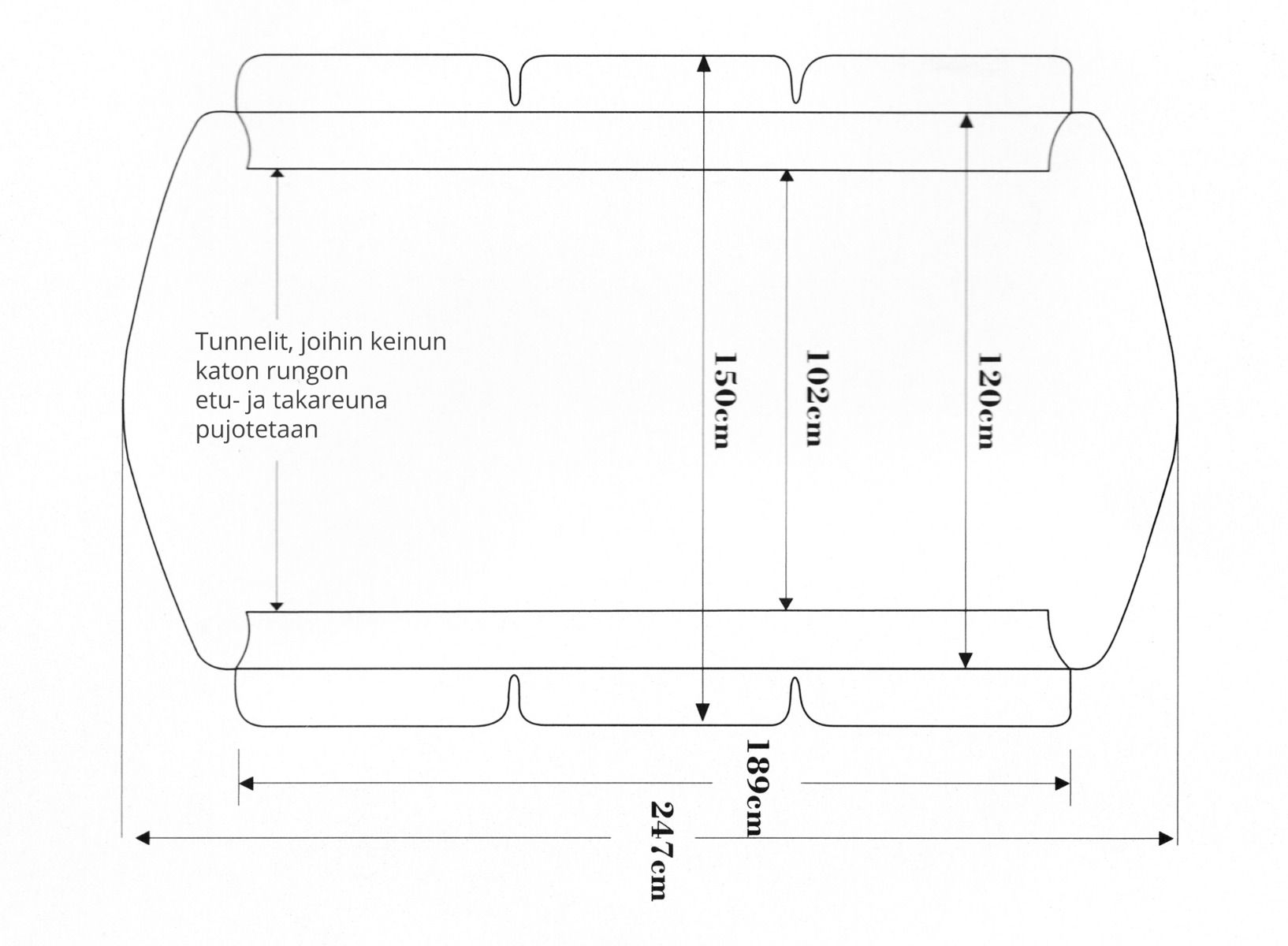 Venta keinun kattokangas, musta tai harmaa