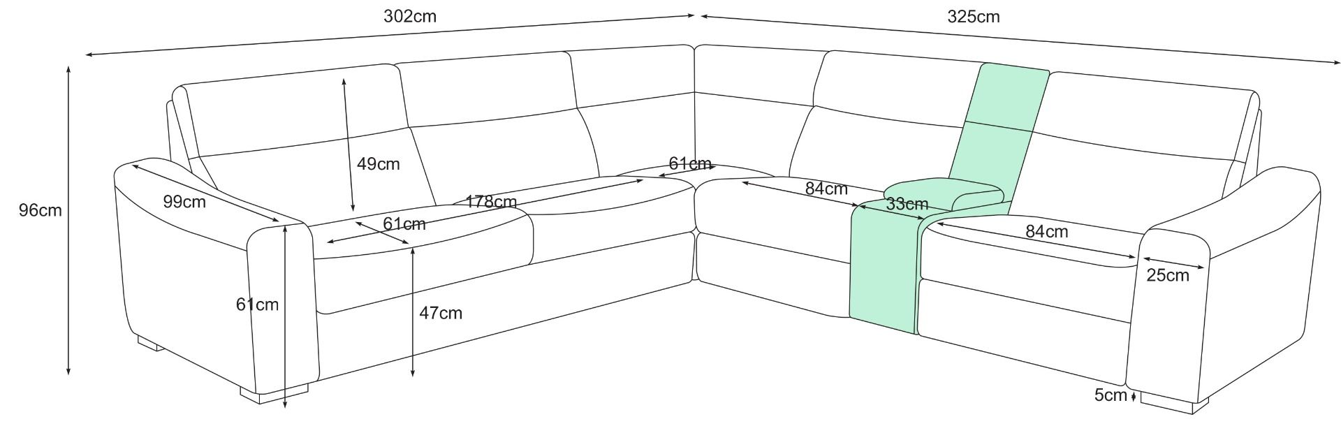 Viking vuodekulmasohva mekanismilla, harmaa