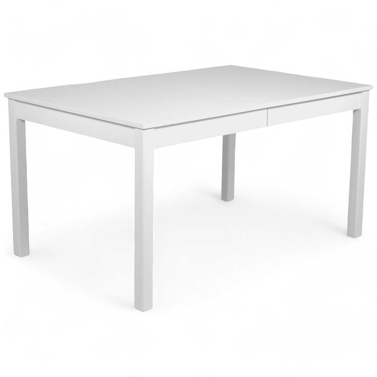 Vilja jatkopöytä ilman jatkopalaa eli pöydän koko on 140x90 ja siihen mahtuu neljä tuolia