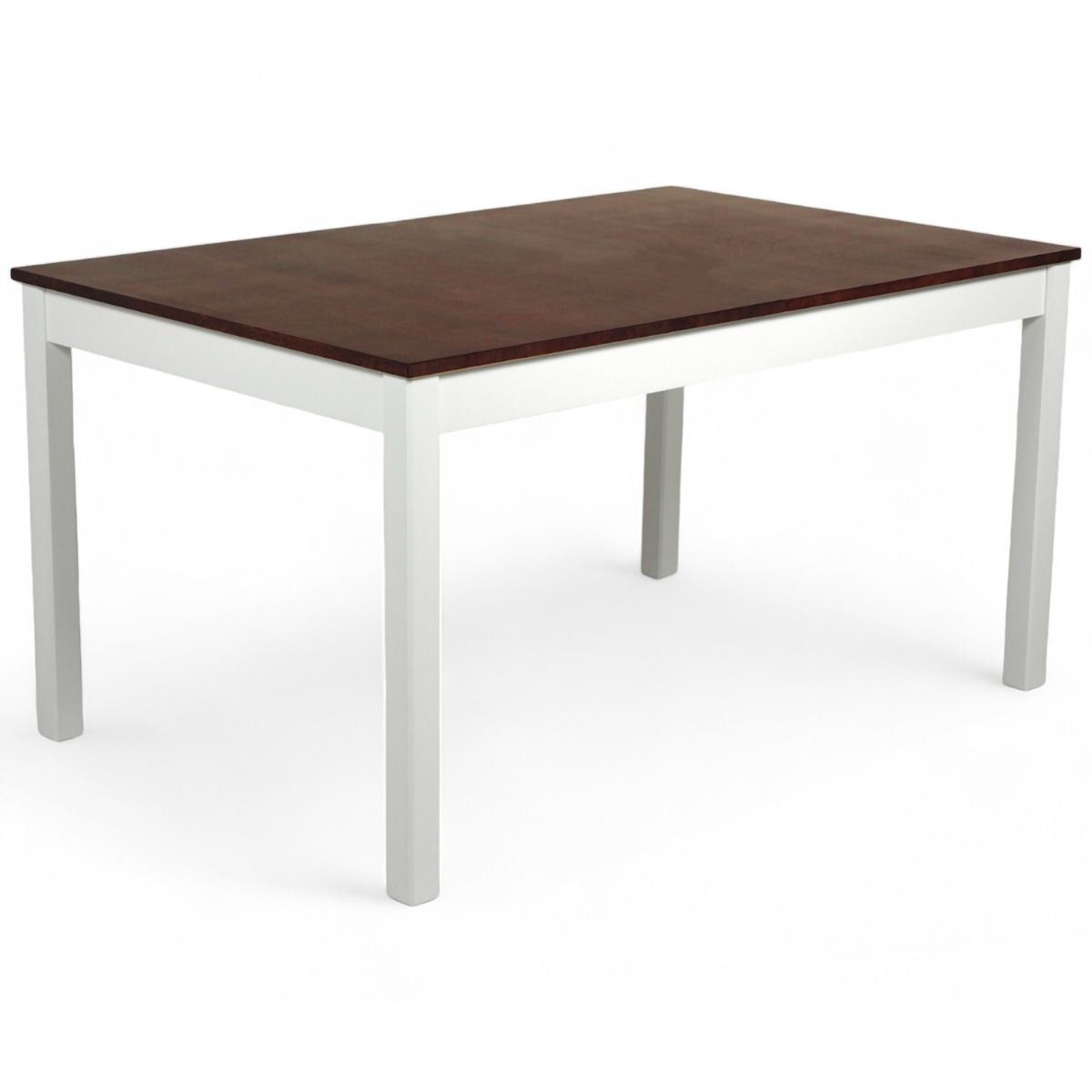 Pähkinä-valkoinen ruokapöytä neljälle hengelle