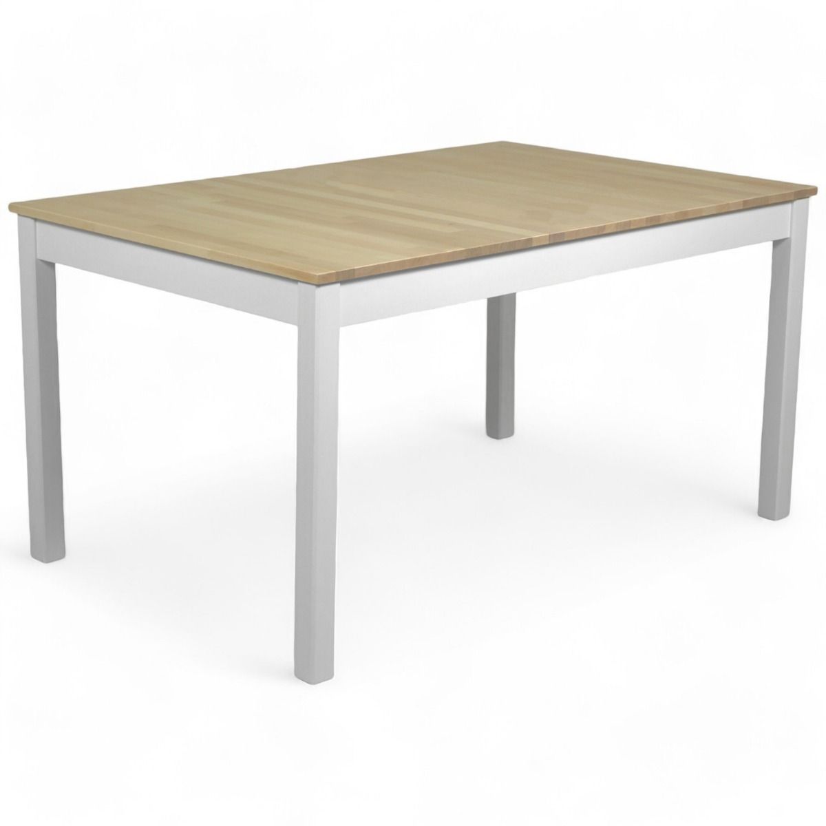 Vilja ruokapöytä koivun värisellä kannella ja valkoisilla jaloilla neljälle