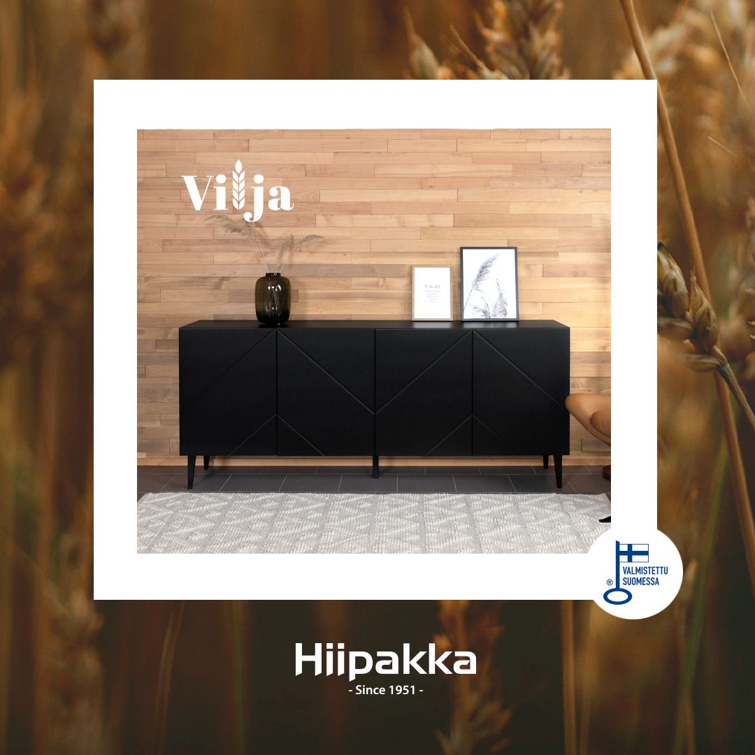 Hiipakka Vilja tv-taso 150cm ovilla+laatikoilla, musta