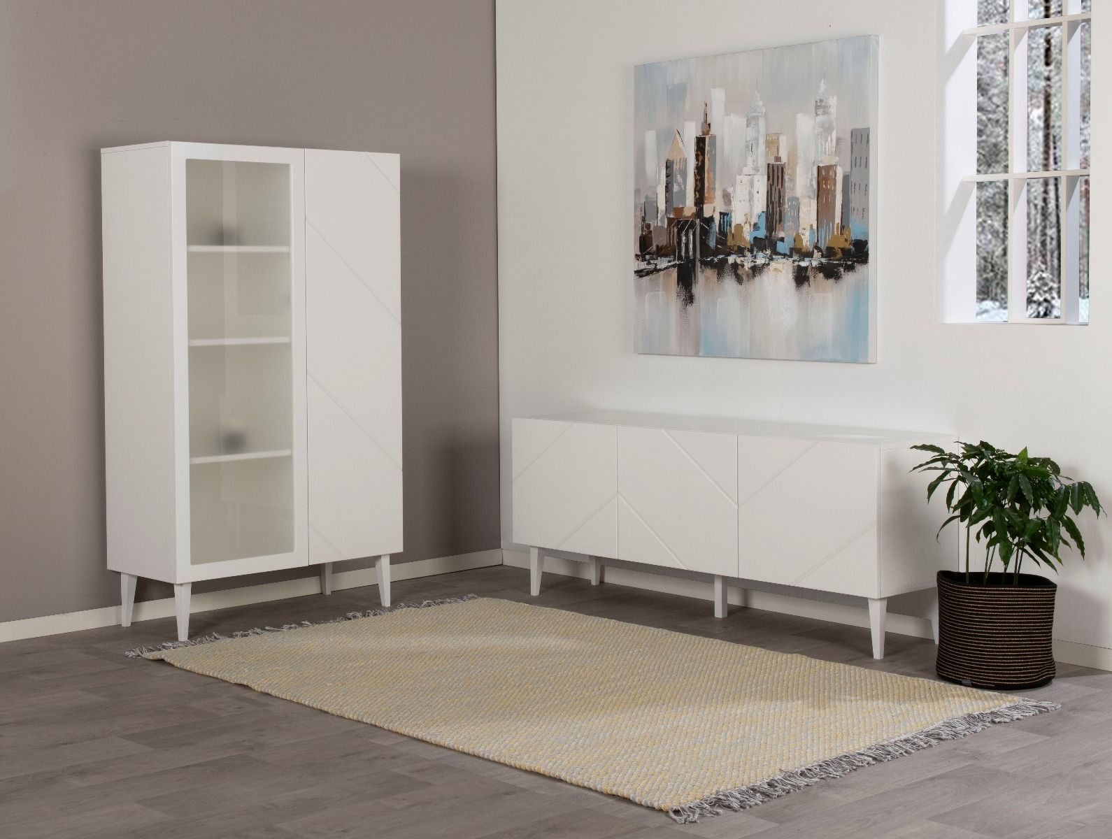 Hiipakka Vilja tv-taso 150cm ovilla+laatikoilla, valkoinen