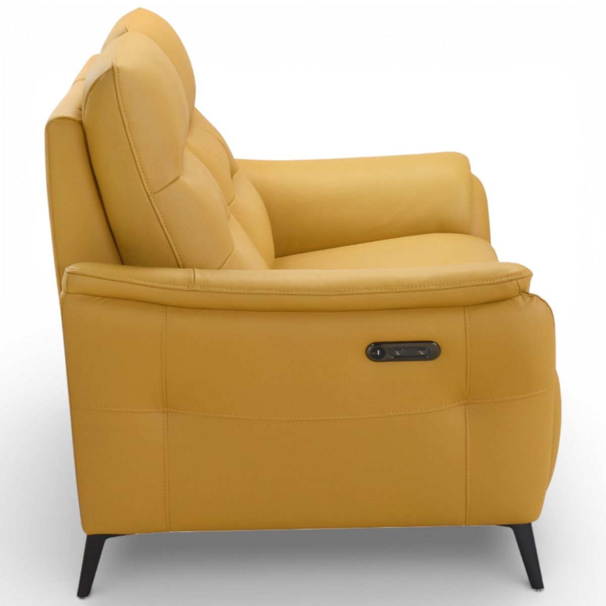Bianca nahkasohva sähkömekanismeilla, keltainen nahka