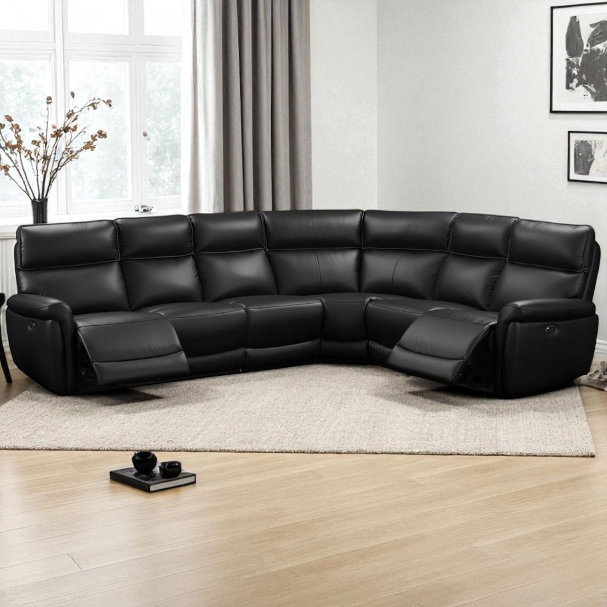 Washington kulmasohva nahkaa musta