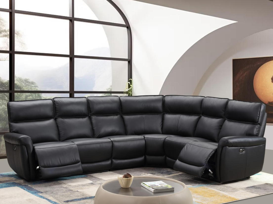 Washington musta nahkasohva mekanismeillä