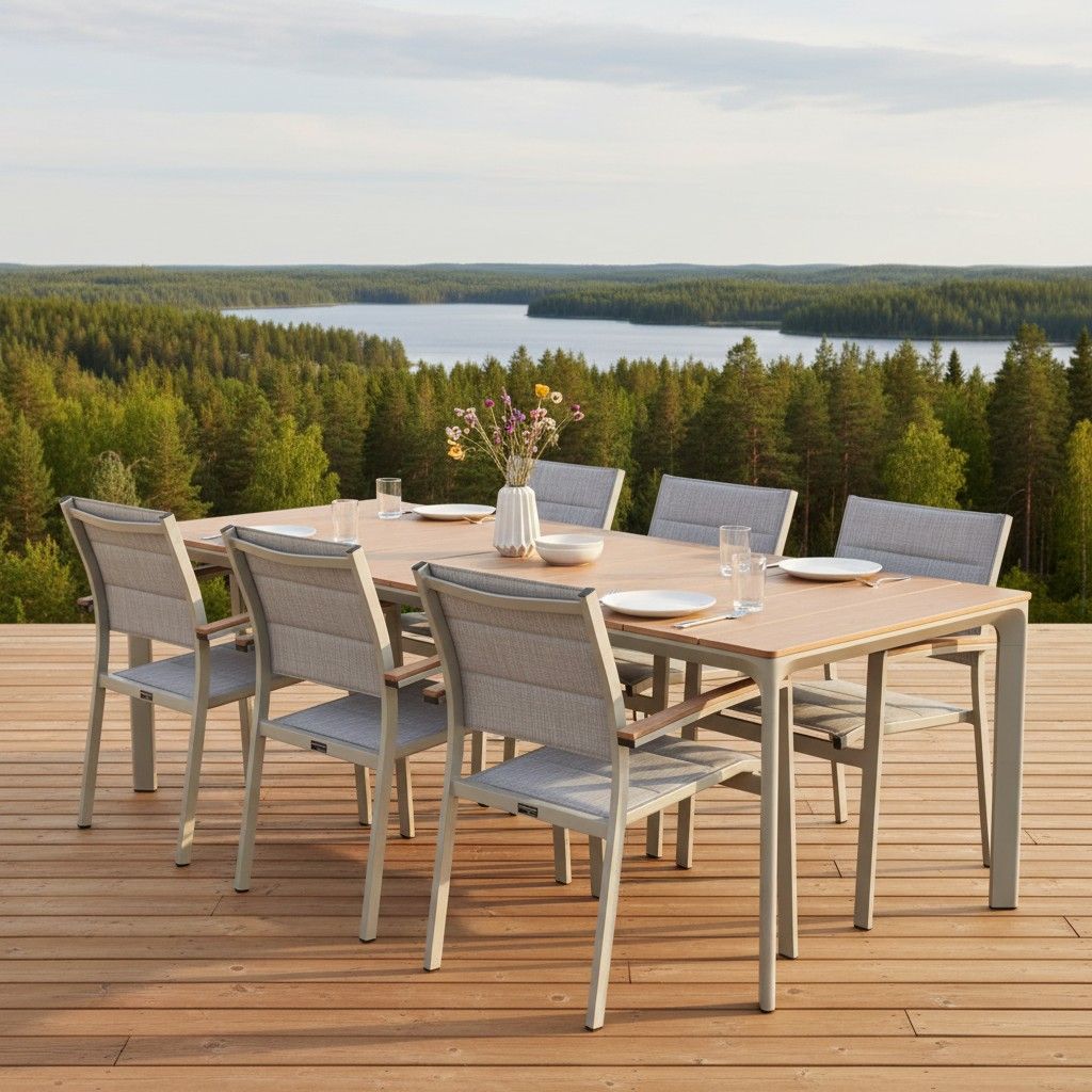 West terassipöytä kitti + 6 Tango tuolia