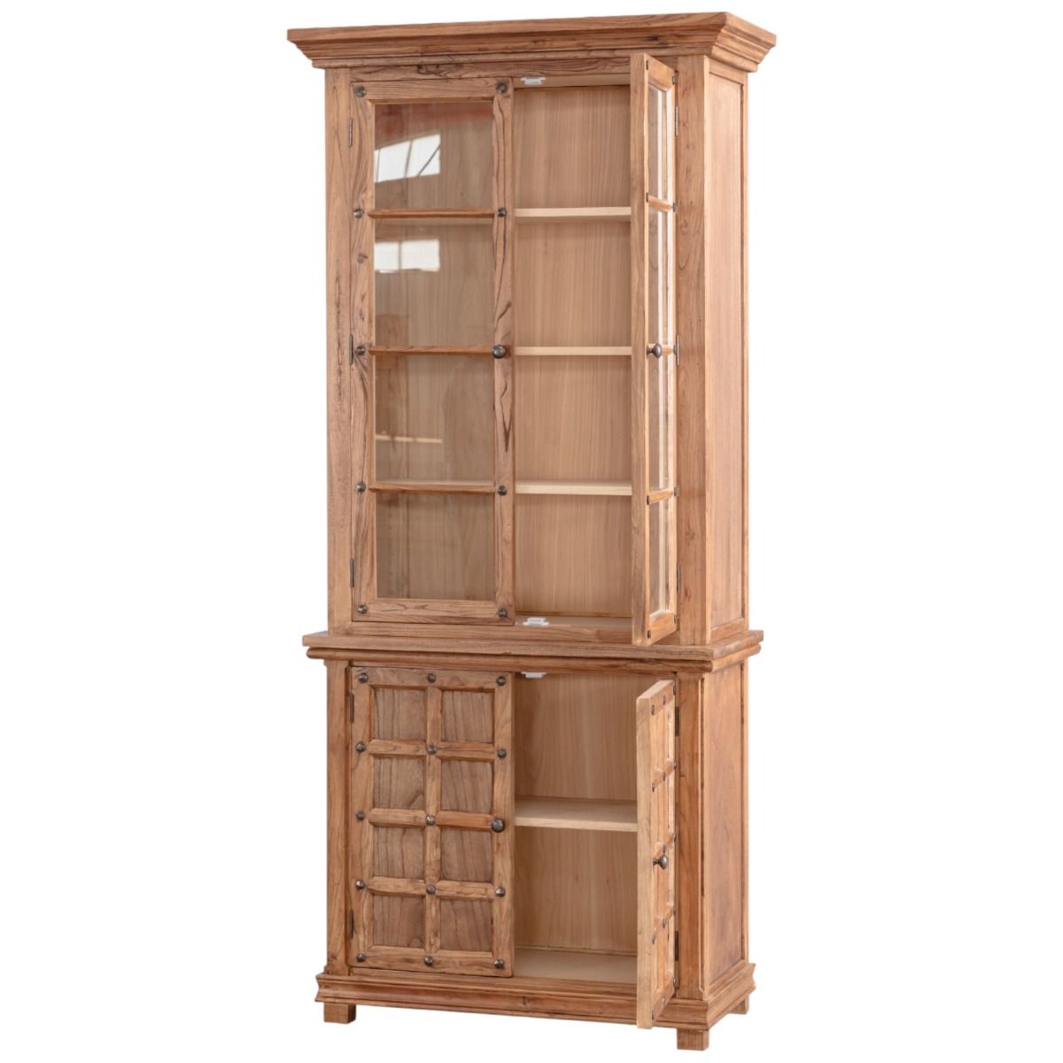 Windsor korkea vitriini lasiovilla, jalavaa