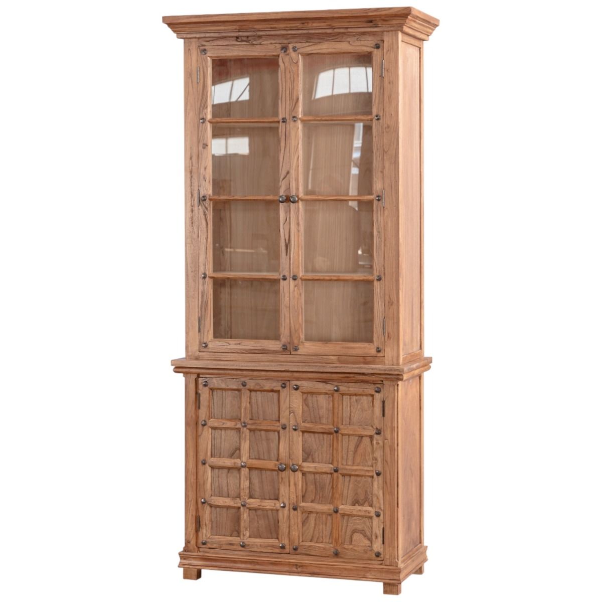 Windsor korkea vitriini lasiovilla, jalavaa