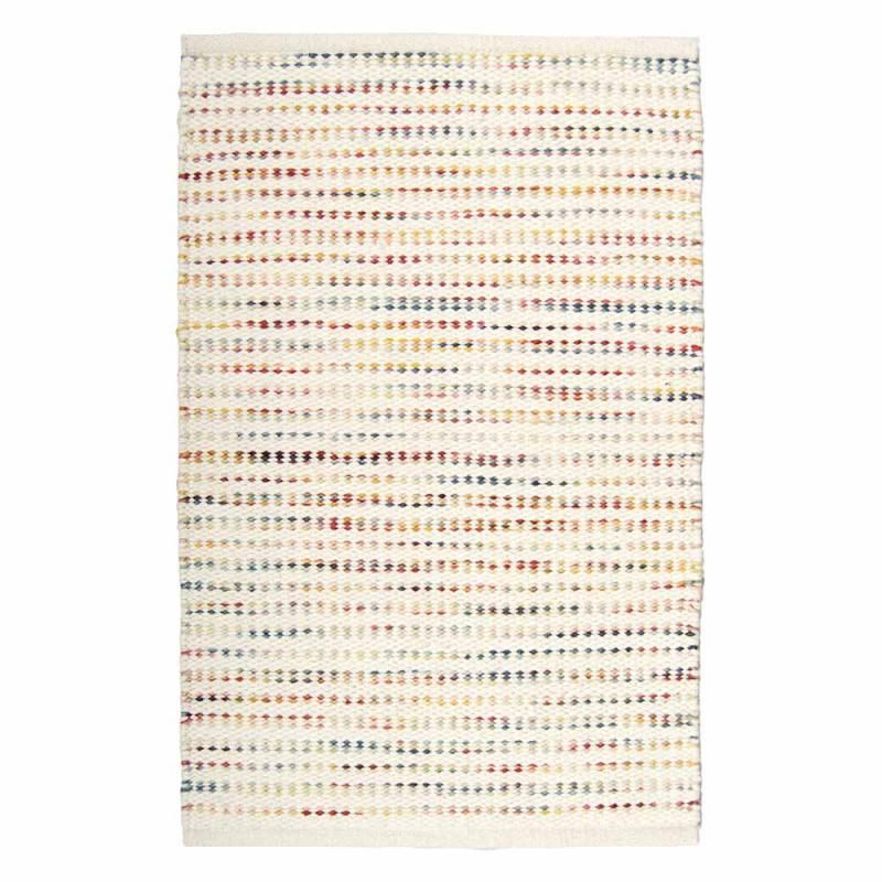 Yoko valkoinen-värikäs raitakuosinen villamatto, maton paksuus 9mm