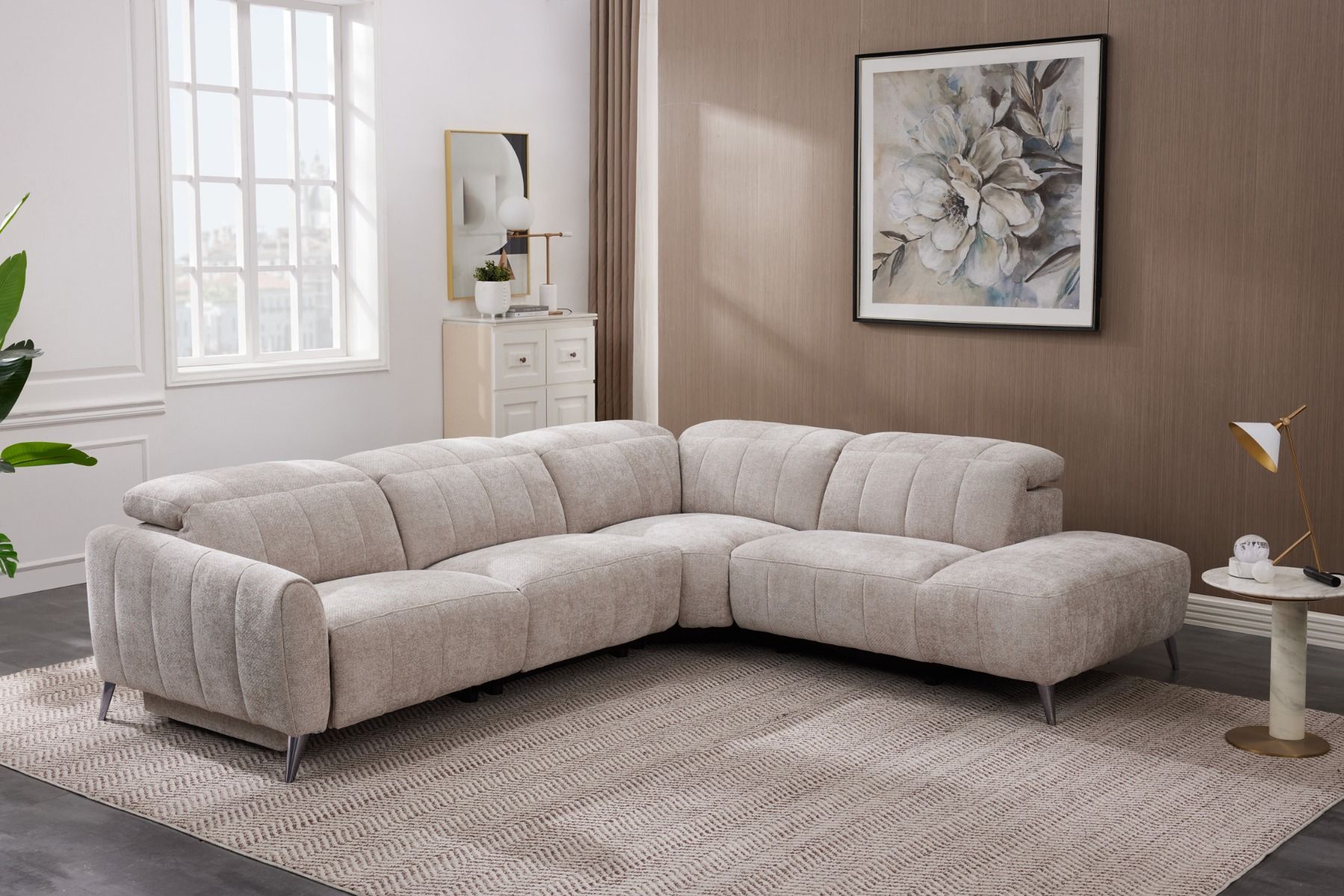 Zara avokulmasohva sähkötoiminen, taupe