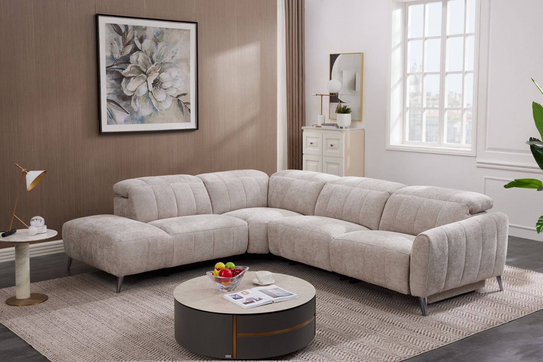 Zara avokulmasohva sähkötoiminen, taupe