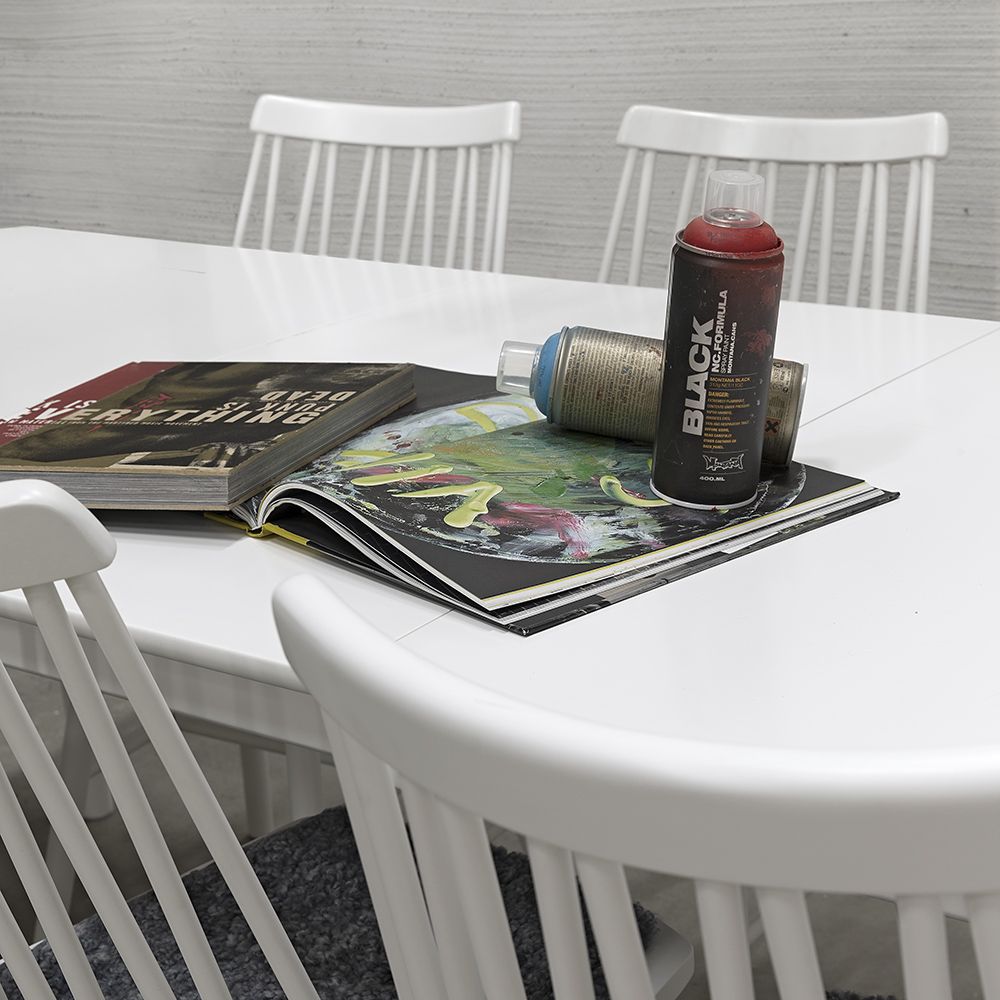 Hans K ZigZag ruokapöytä 127cm, valkoinen