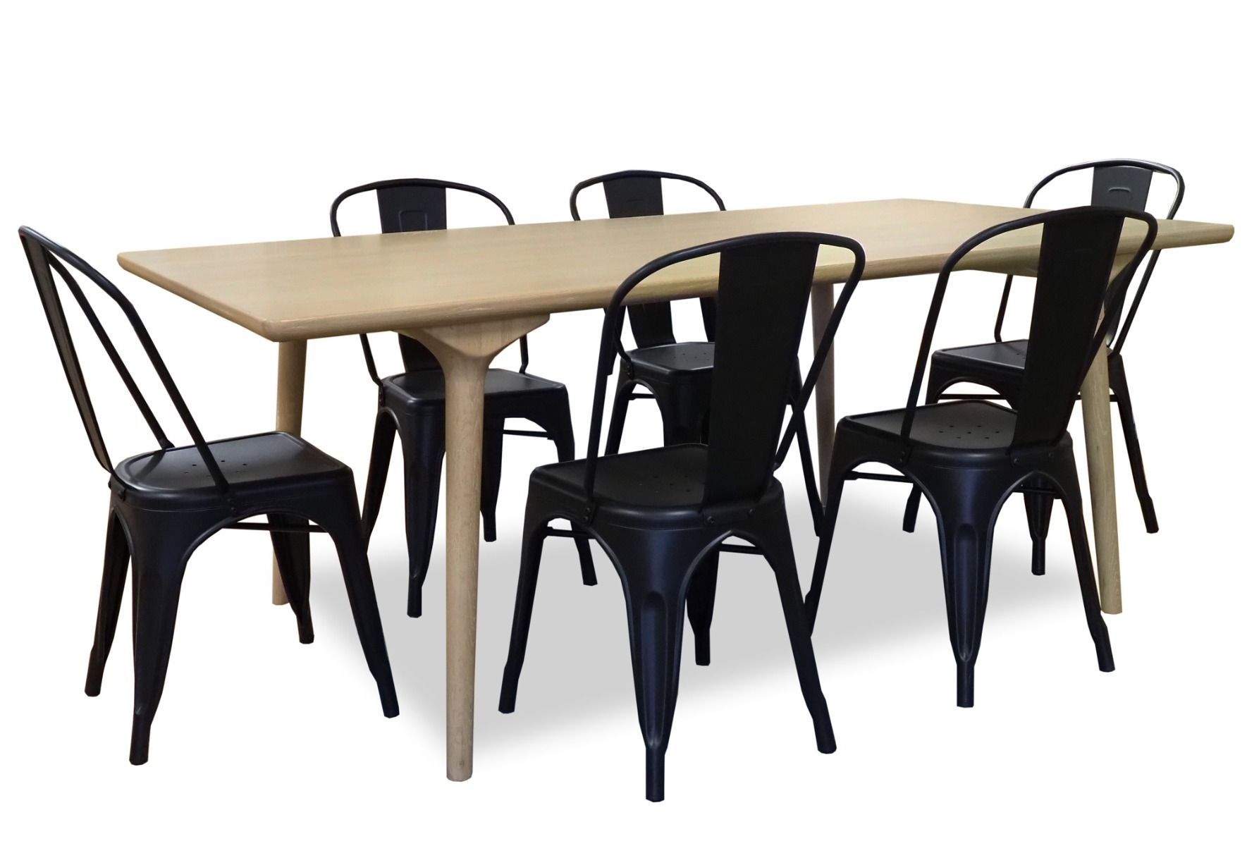 Zurich ruokapöytä 100x195cm, valkolakattu tammi