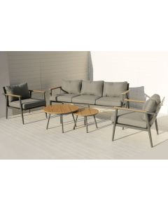 Ateena 3+1+1+sp sohvaryhmä, harmaa/teak