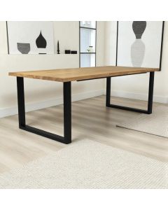 Tammipöytä Koski 100 x 200 cm mustilla metallijaloilla