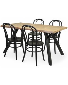 Lana ruokapöytä Bistro wieniläistuoleilla kuudelle edullisesti