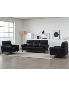 Napoli sohvakalusto 3+1+1 mustalla nahkaverhoilulla