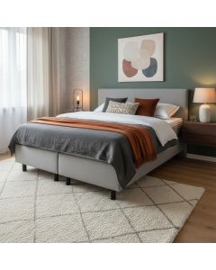 Jenkkisänky 160 cm Napue vaalean beige ja sängynpääty