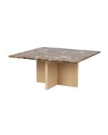 Rowico Brooksville kahvipöytä 90x90cm, ruskea marmori/valkopesty tammi