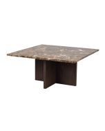 Rowico Brooksville kahvipöytä 90x90cm, ruskea marmori/ruskea tammi