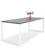 Edna ruokapöytä 140 x 90 cm harmaa, valkoiset metallijalat