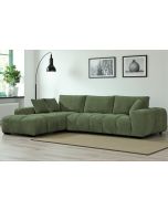 Dumbo avokulmasohva vihreällä kangasverhoilulla