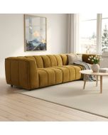 Infinity sohva kolmenistuttava kullan keltaisella verhoilulla