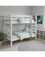 Lasten valkoinen kerrossänky Nukkumatti kuvattu lasten huoneessa