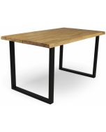 Tammipöytä 160x90 neljälle mustilla metallijaloilla