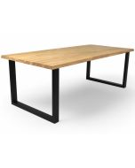 Tammipöytä Koski 100 x 200 cm mustilla metallijaloilla