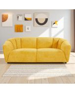 Keltainen Nova sohva pyöreän muotoinen kuvattuna tyylikkäässä sisustuksessa