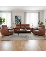 Rosita 3+1+1 sohvakalusto ruskealla nahkaverhoilulla