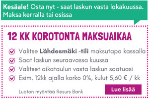 12 kk korotonta maksuaikaa huonekaluille