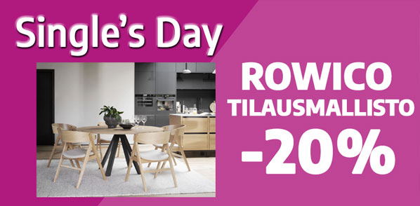 Rowico tilausmallisto -20% Single'd Day kampanjassa