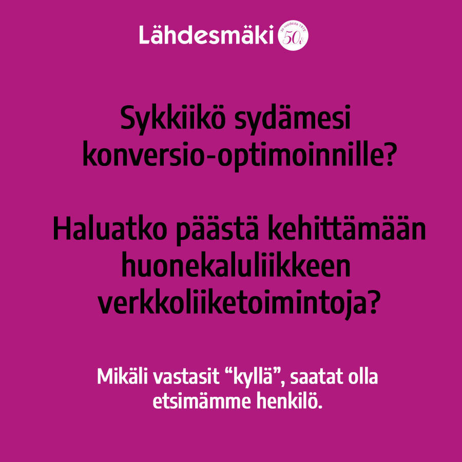 Tule meille töihin, etsimme verkkokauppavastaavaa Tule meille töihin, etsimme verkkokauppavastaavaa