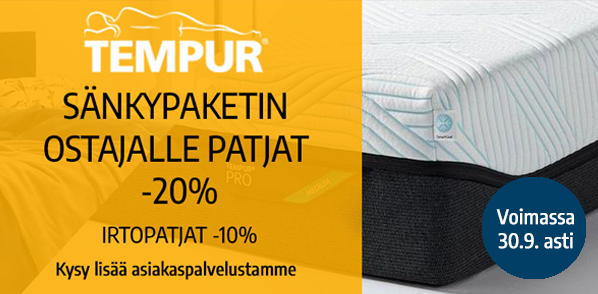 Tempur vuoteen ostajalle patjat -20%